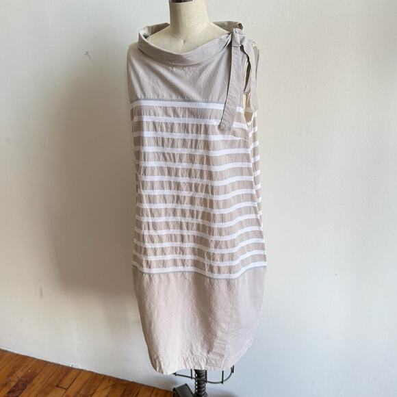 ROSSO35 Beige Striped Cocoon Dress - Picture 3 of 9